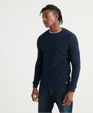 Superdry Edit Supima Cotton Férfi Ugró Sötét Szürke/Sötétkék | VBFRX6895